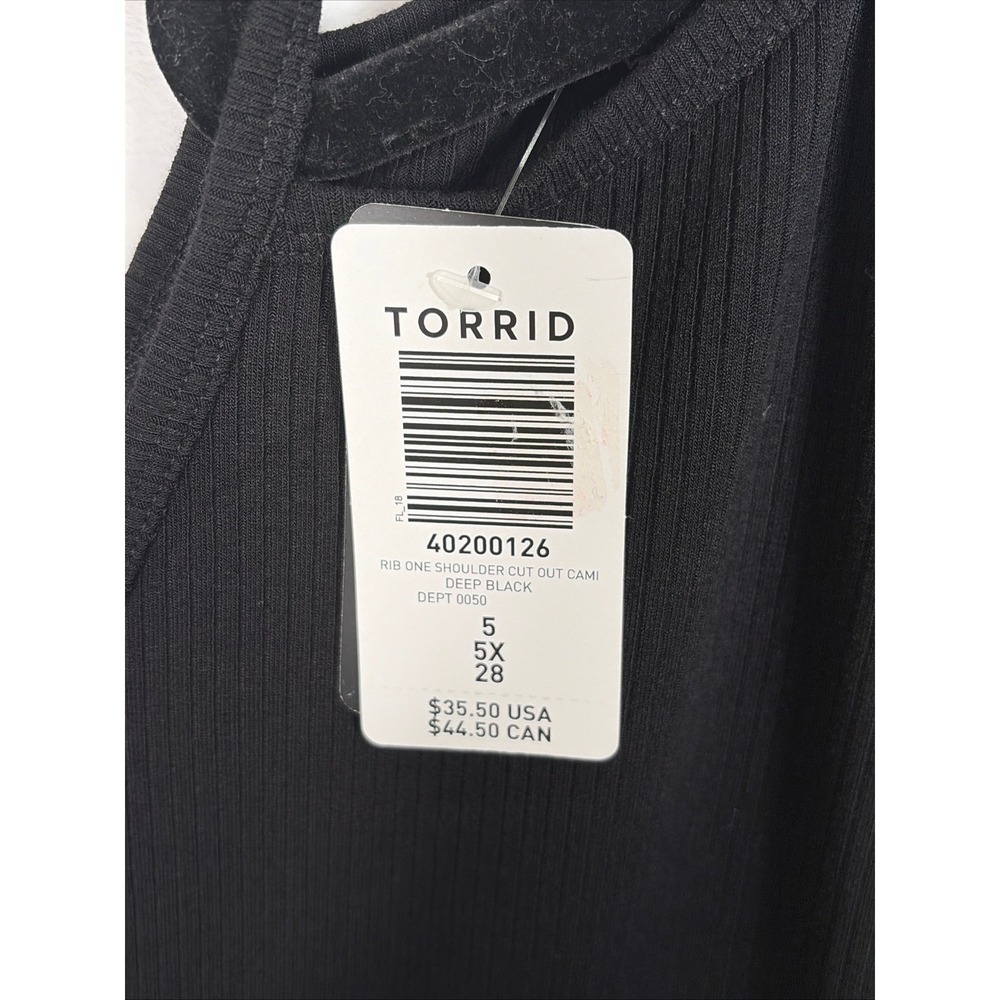 Torrid Womens Size 5 5X Black Ribbed One Shoulder Cut Out Cami Tank Top 40200126 - Picture 3 of 8